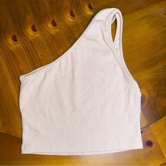 Zara Cream One-Shoulder Ribbed Tank Top - Picture 6 of 6